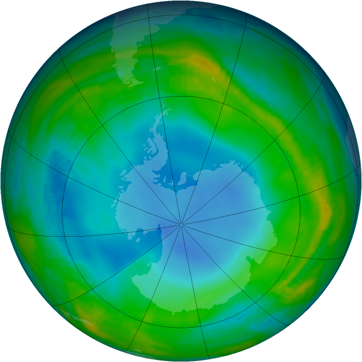 Antarctic ozone map for 25 June 1986